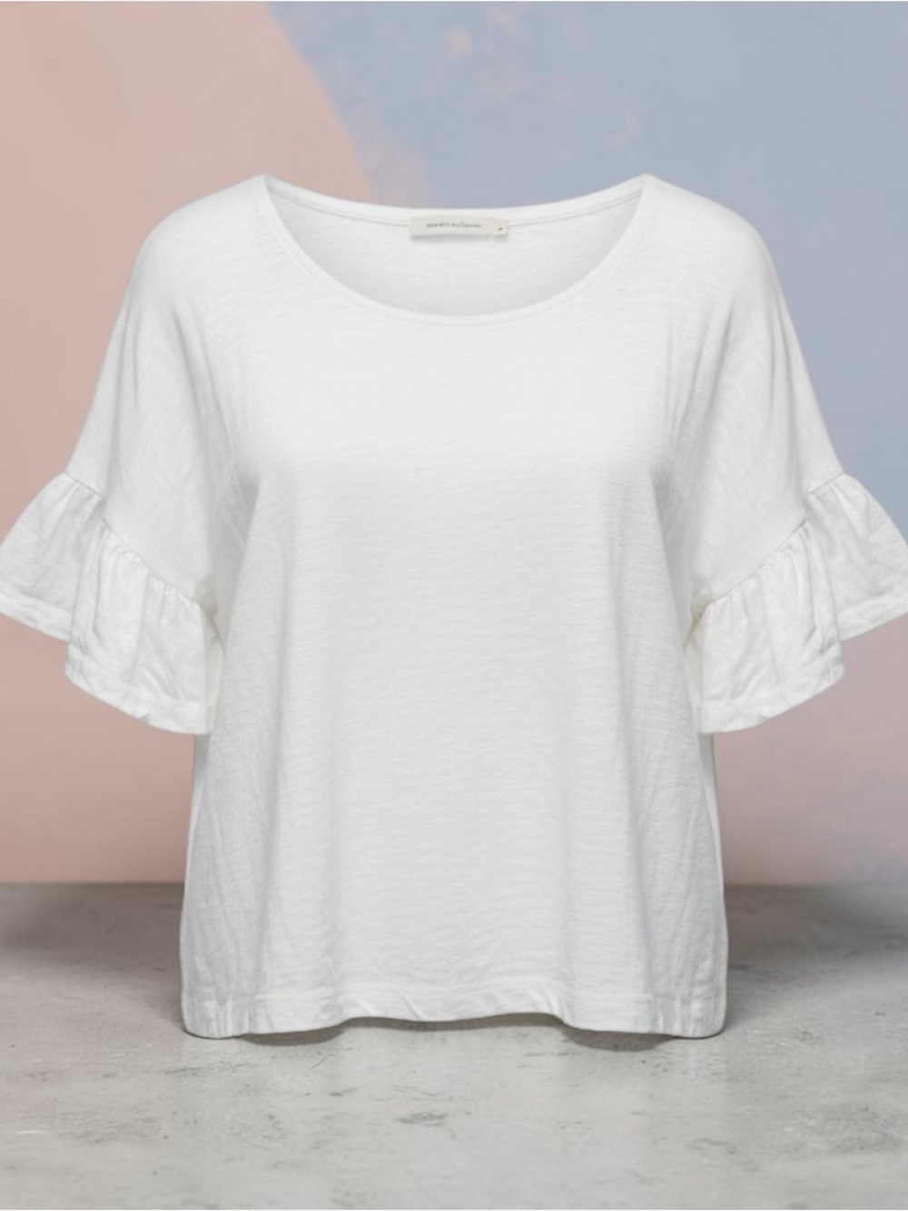 Zara White Ruffle Sleeve Tee